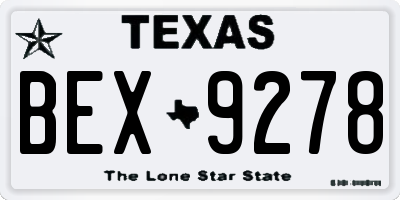 TX license plate BEX9278
