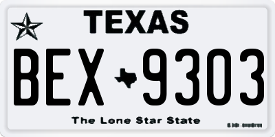 TX license plate BEX9303