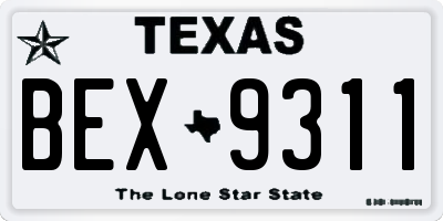 TX license plate BEX9311