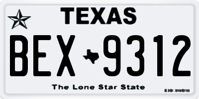 TX license plate BEX9312