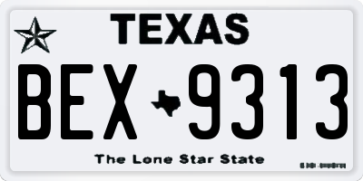 TX license plate BEX9313