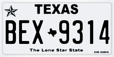 TX license plate BEX9314