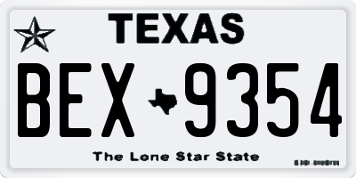 TX license plate BEX9354