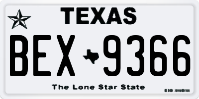 TX license plate BEX9366