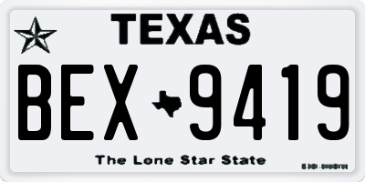 TX license plate BEX9419