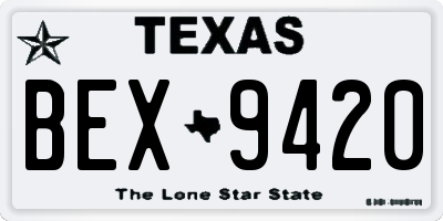 TX license plate BEX9420