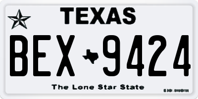 TX license plate BEX9424