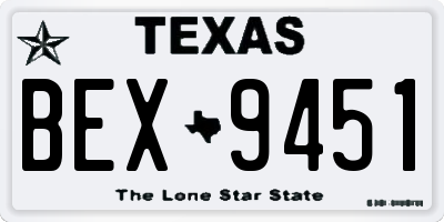 TX license plate BEX9451