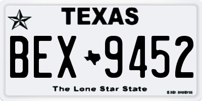 TX license plate BEX9452