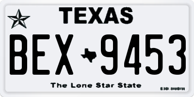 TX license plate BEX9453