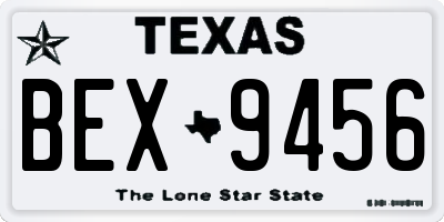 TX license plate BEX9456