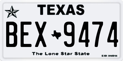 TX license plate BEX9474
