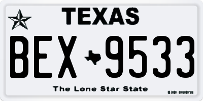 TX license plate BEX9533