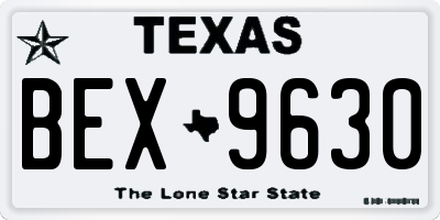 TX license plate BEX9630