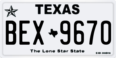 TX license plate BEX9670