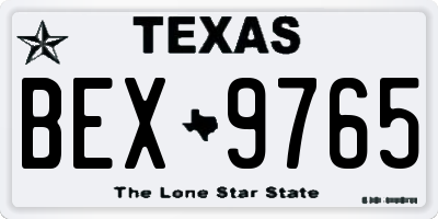 TX license plate BEX9765