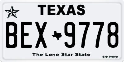 TX license plate BEX9778