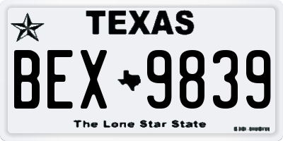TX license plate BEX9839