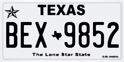 TX license plate BEX9852