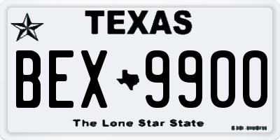 TX license plate BEX9900