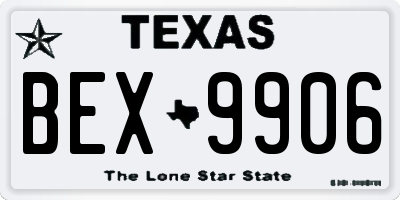 TX license plate BEX9906