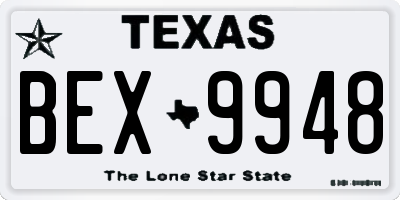 TX license plate BEX9948
