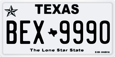 TX license plate BEX9990