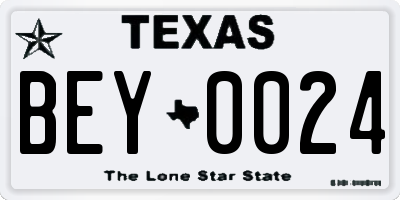 TX license plate BEY0024
