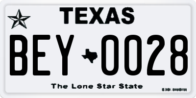 TX license plate BEY0028