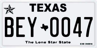 TX license plate BEY0047