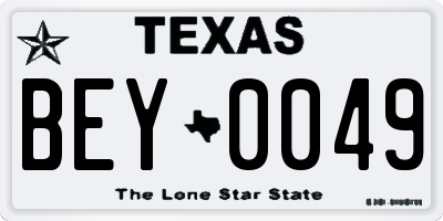 TX license plate BEY0049