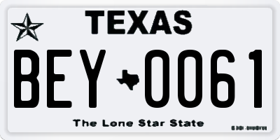 TX license plate BEY0061