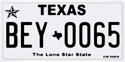 TX license plate BEY0065