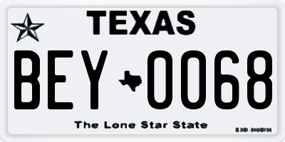 TX license plate BEY0068