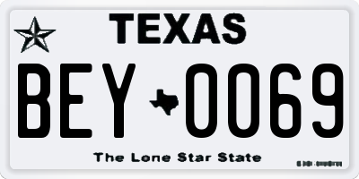 TX license plate BEY0069