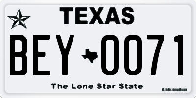 TX license plate BEY0071