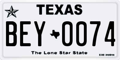 TX license plate BEY0074