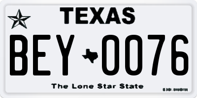 TX license plate BEY0076