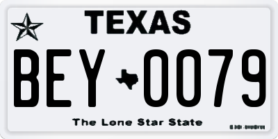TX license plate BEY0079