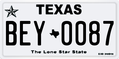 TX license plate BEY0087