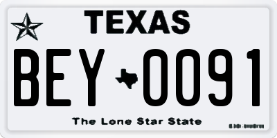 TX license plate BEY0091