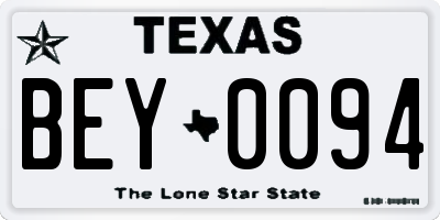 TX license plate BEY0094