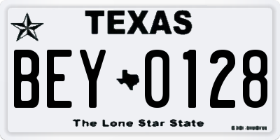 TX license plate BEY0128