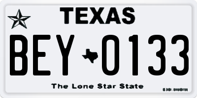 TX license plate BEY0133