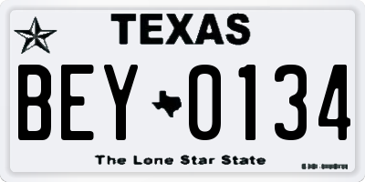 TX license plate BEY0134