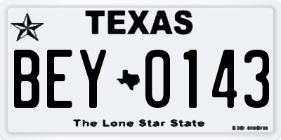 TX license plate BEY0143