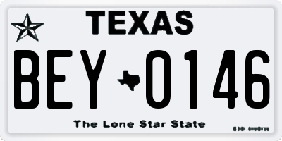 TX license plate BEY0146