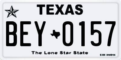 TX license plate BEY0157