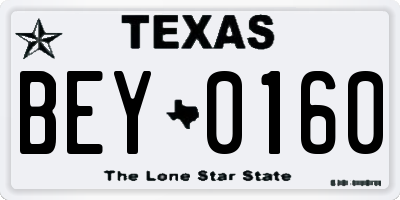 TX license plate BEY0160