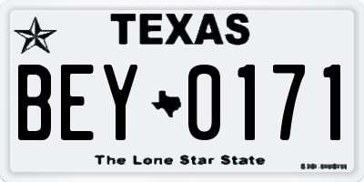 TX license plate BEY0171